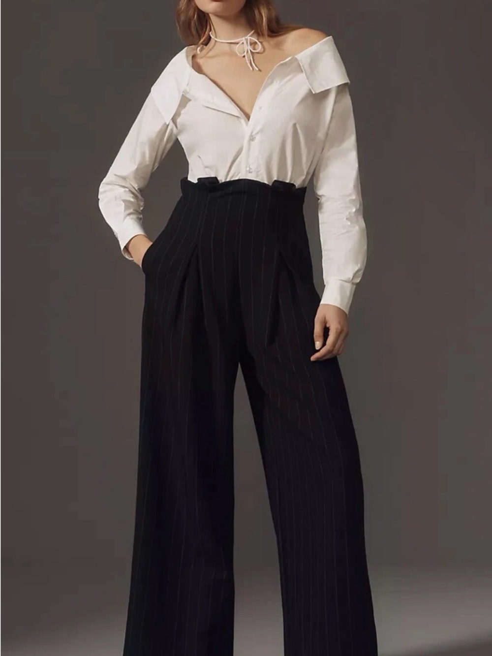 Maeve Corseted Shirting Twofer Jumpsuit